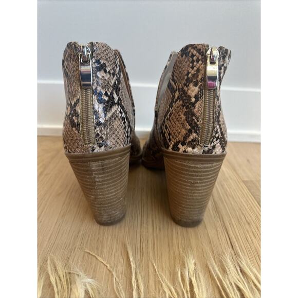 Steve Madden ALYSE Tan Multi Leather Pointed Zip Ankle Boots Block Heel SZ 10 - Picture 5 of 11